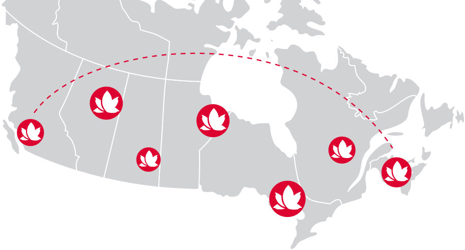 canada map showing stores locations