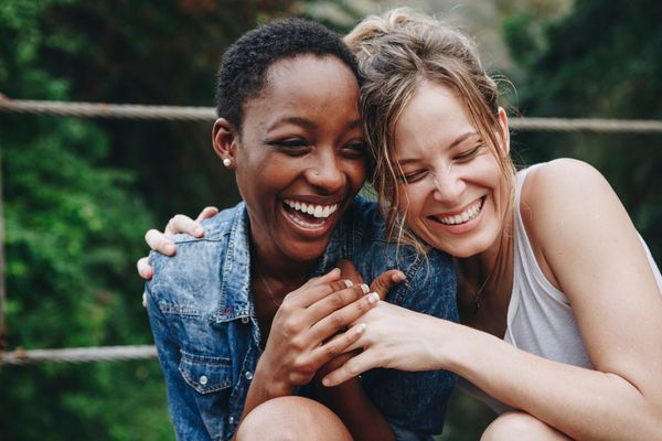 an image of two young women laughing