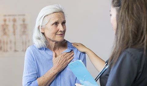patient receiving consultation regarding chest therapy
