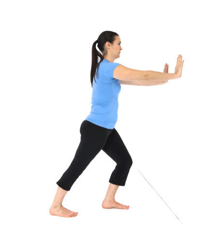 an image of a woman doing a calf stretch