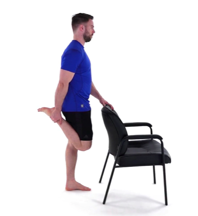 An image of a man doing a quadriceps stretch