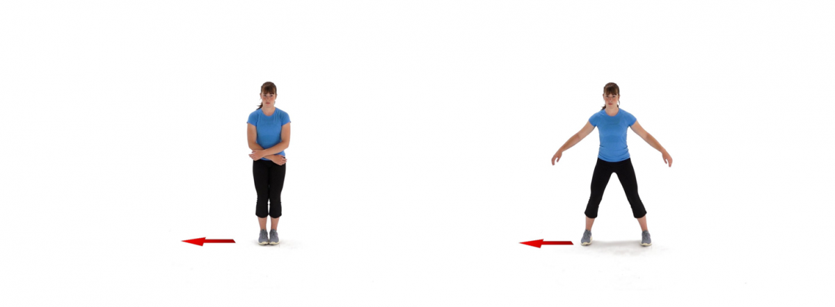 a woman doing a side shuffle