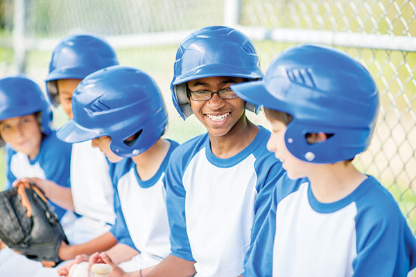 baseball players on a bench