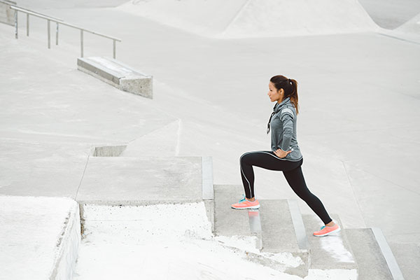 stretching in the snow