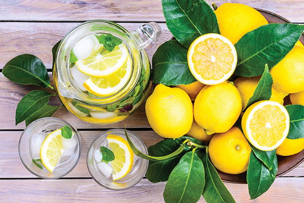 Lemon water in a jug