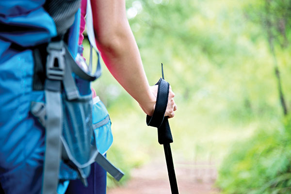 woman using nordic walking poles