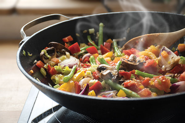 stir fry in a wok