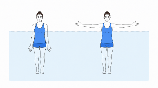 Figure of a women doing arm raise flies in the pool