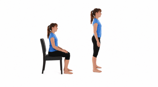 Woman performing sit-to-stand exercises