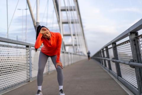 Woman recovering from speed training runs