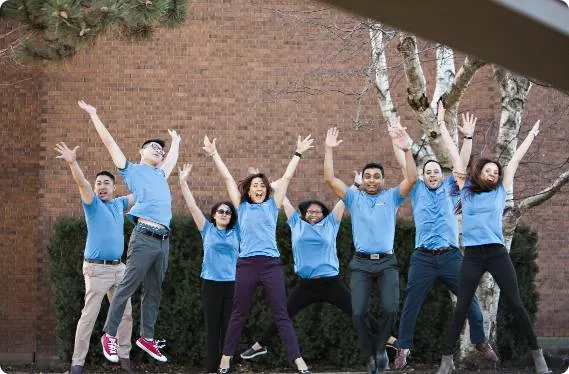 Multiple kids jumping in the air