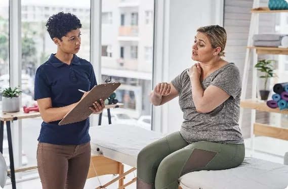 A young employee helping out a young client