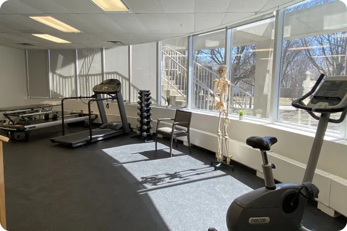 Gym space with treadmills